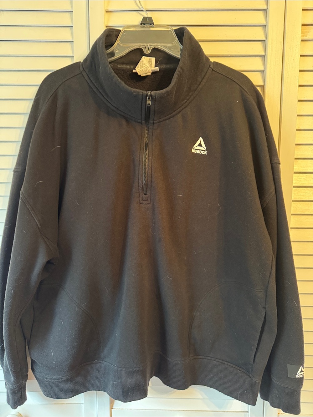 Reebok Men's Black Half-Zip Sweatshirt with Logo